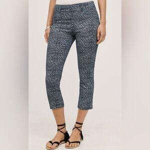 ANTHROPOLOGIE Cartonnier Marina Charlie Crop Trouser Blue Motif Size 2 NWT